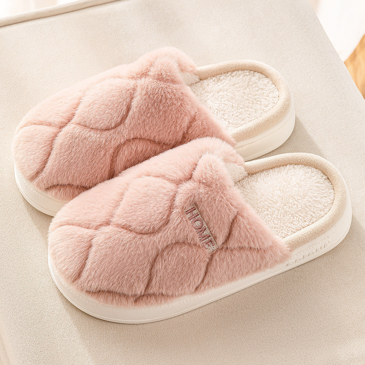 Plush Slippers Winter For Women Indoor Floor Bedroom Home Slipper Warm Solid House Shoes Men Couple