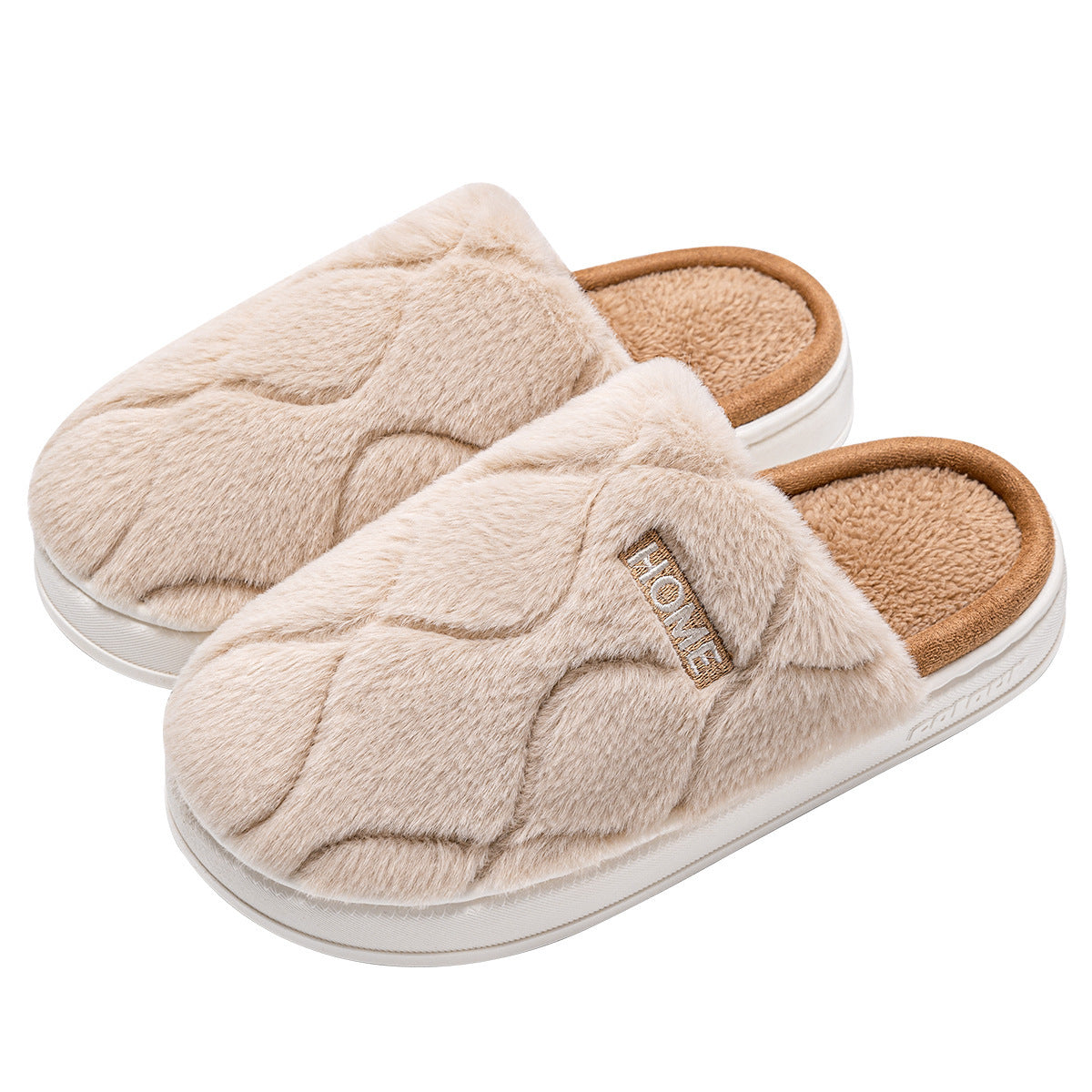 Plush Slippers Winter For Women Indoor Floor Bedroom Home Slipper Warm Solid House Shoes Men Couple